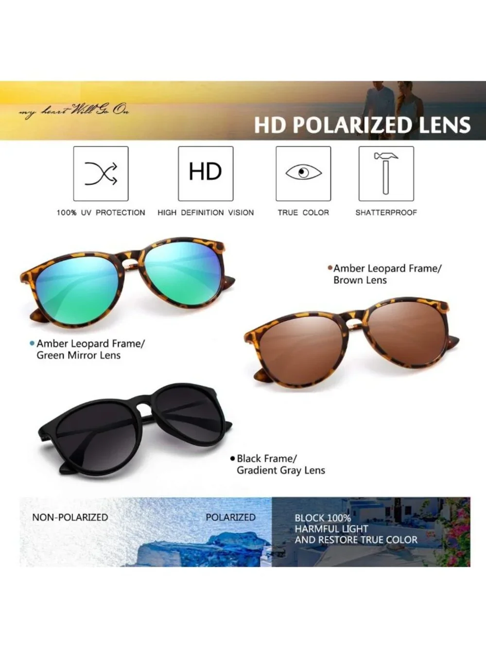 Trendy Vintage Round Mirrored Sunglasses for Women & Men - Polarized UV